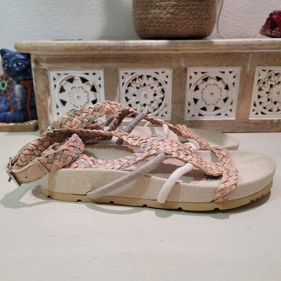 Free People Womens Sz 6.5 Denali Woven Footbed Sandals Neutral Earthy Shoes Boho - Picture 7 of 13